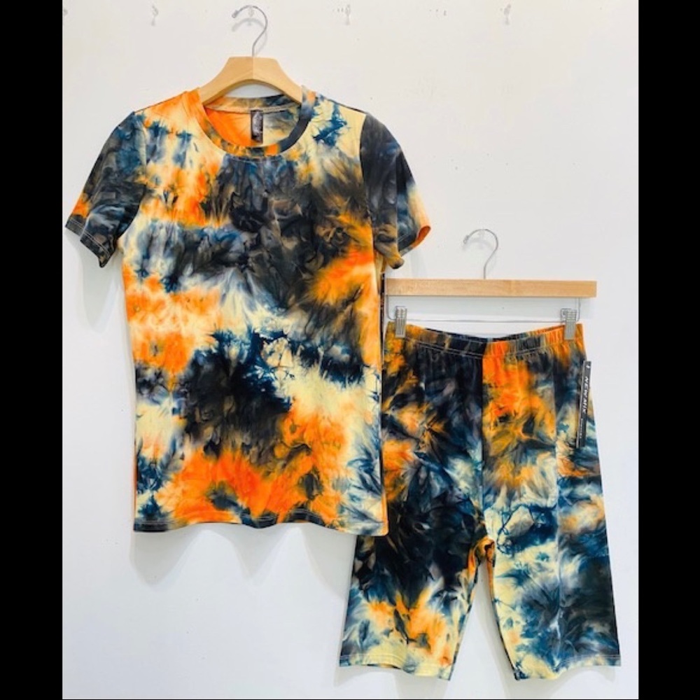 Tie Dye Set (short sleeve top & biker shorts)